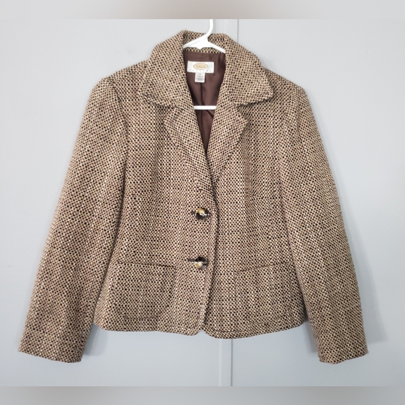 Talbots Vintage Tweed Brown/Tan Blazer - Picture 7 of 10
